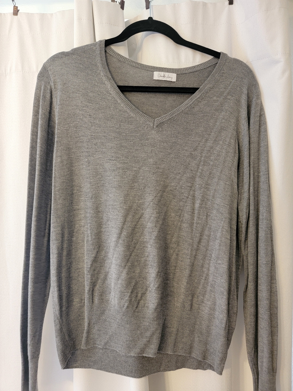 Soft Gray V-Neck Sweater for Women